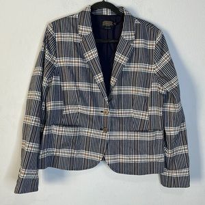 Pendleton navy brown plaid blazer petite 16